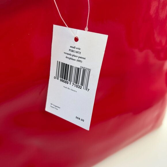 NWT Kate Spade New York Small Evie Veranda Place Patent Leather Tote Bag Red NEW - Picture 5 of 9